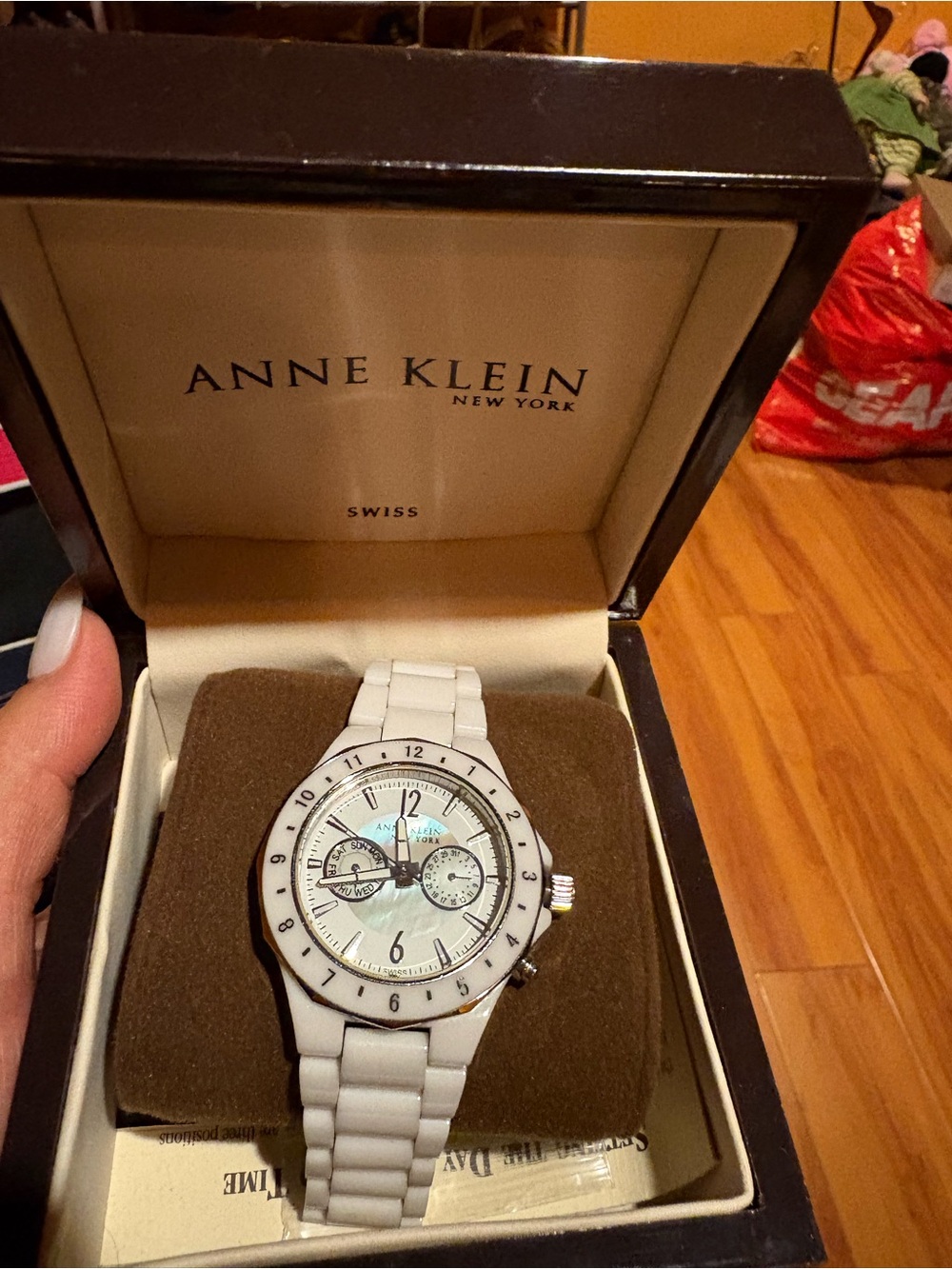 Anne Klein White Ceramic Bracelet Watch Links in Box